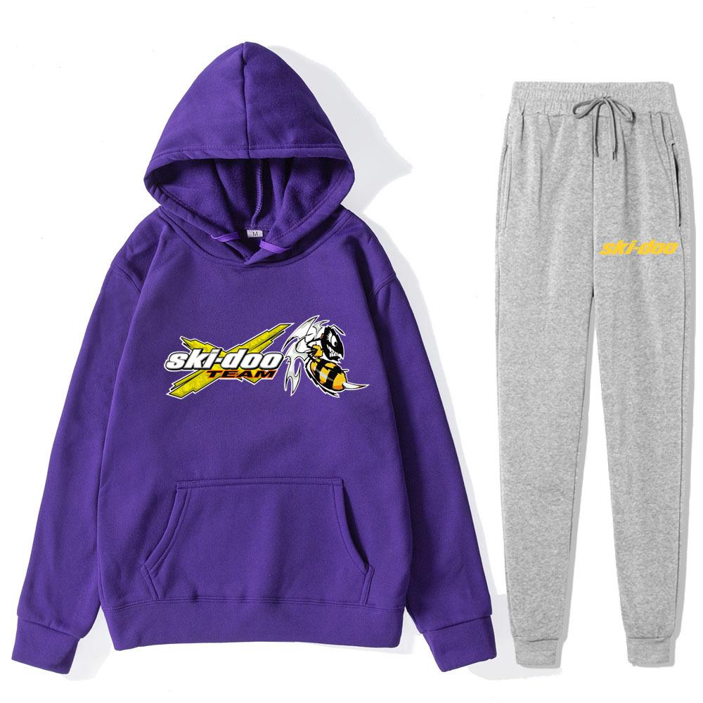 

Autumn Winter Ski-Doo Team Logo Printed Hoodies Sweatpants Set Fashionable Casual Warm Sports Long Sleeved Pants Men s Sport Wear XXXL