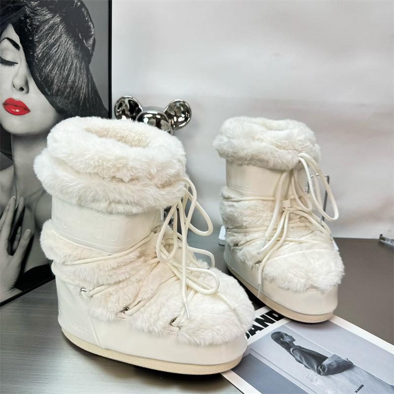 Autumn and winter new moon boots women's non-slip warm snow boots trendy boots ruffian young boots heightening medium tube series