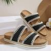 Women's Cross-Strap Thick-Soled Sandals - Summer 2026, Fabric Surface, Flat-Soled Beach Slippers for Outdoor Wear.