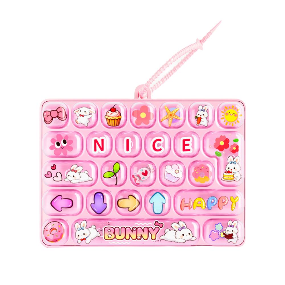 Keyboard Fidget Toy 26 Key Mechanical Pressing Toy Cute Animal Diary Pendant Bag Keychain Anti Stress Relief Toys Adults