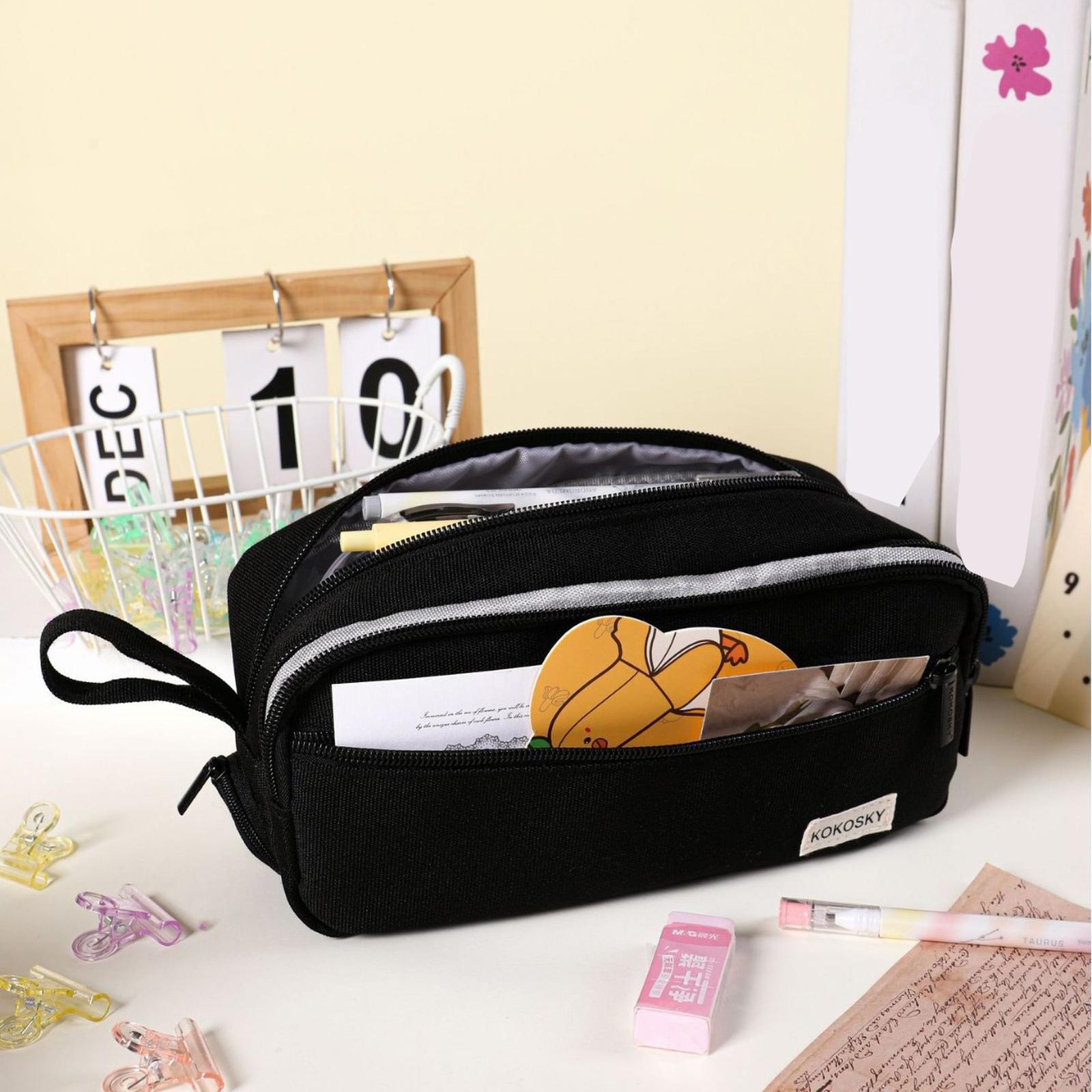 Large Capacity Pencil Case Multifunctional Stain Resistant Pouch чёрный