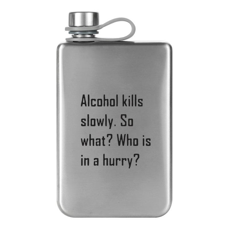 Silver Green Black White Whiskey Flask - Portable, Food Grade 304 Stainless Steel
