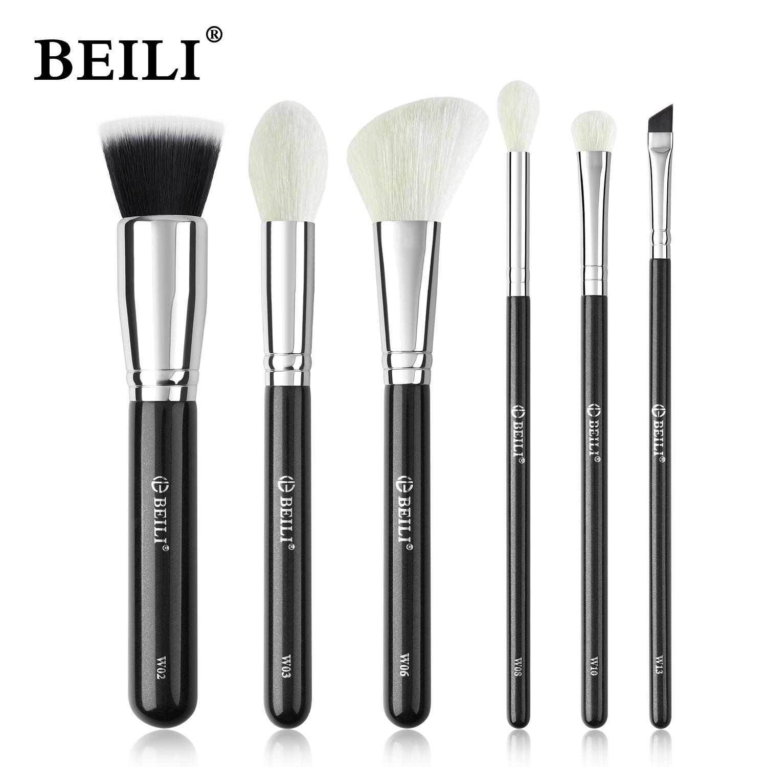 BEILI 6-piece make-up brush set, including a kabuki brush, suitable for foundation, blush, highlighter, contouring, eyeshadow and eyeliner 6pcs чёрный