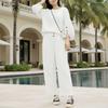 ZANZEA Lässiges zweiteiliges Anzug-Set für Damen mit 3/4-Ärmeln, Bluse und Hose