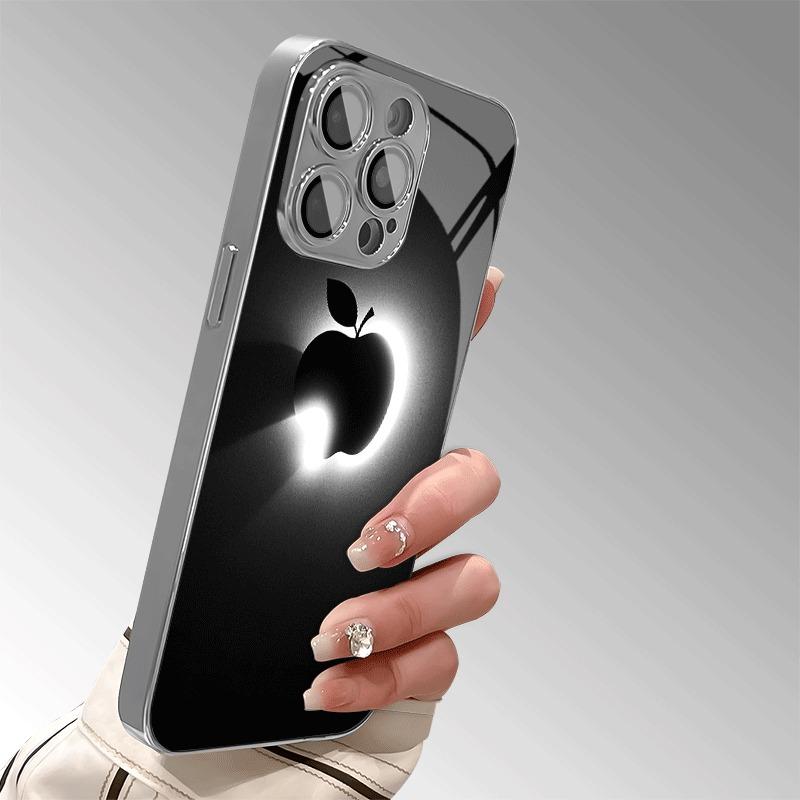 Creative For Apple Pattern Tempered Glass Electroplated Phone Case For iPhone 17 16 15 14 13 12 11 Pro Max Plus 16E 17 Air Cover