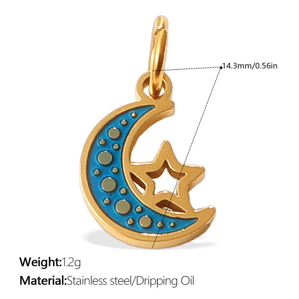 Niche Gold Star Moon Sun Planet Pendant Fashion Versatile Oil Drip Diamond Personalized Accessories