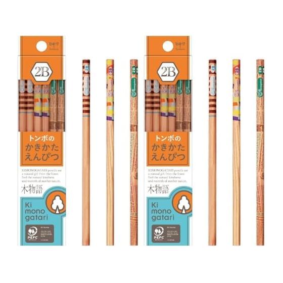 Tombow Pencil Writing Pencil 2B Wood Story Orange Pattern 1 Dozen KB-KF03-2B