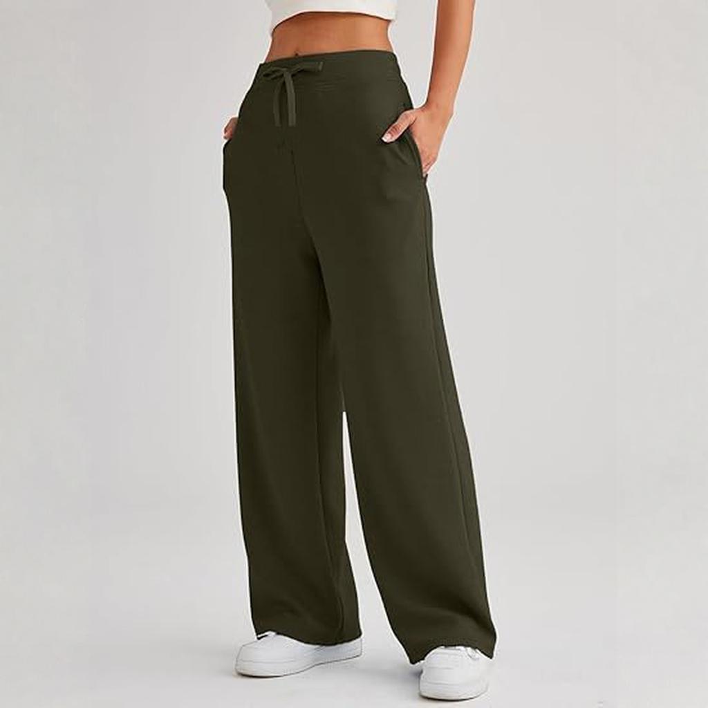 Women's Casual High- Wide-Leg Athletic Pants - Ideal For Sports & Fitness, Straight-Leg Silhouette