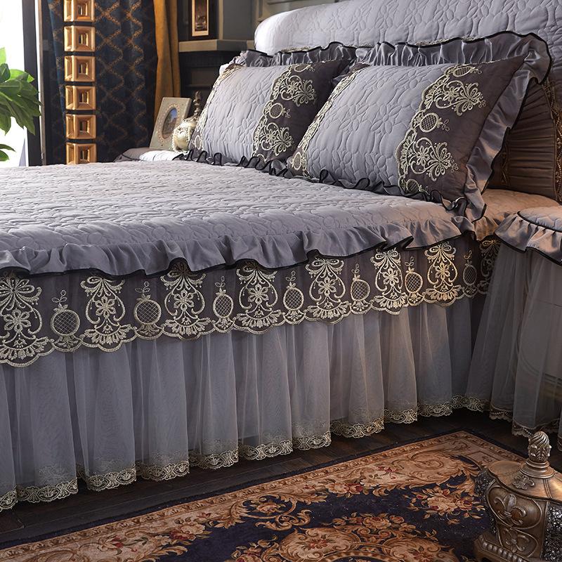 Dustproof Coverlet Single Piece Bed-linen Lace Washed Cotton Wear-resistant and Durable High End Non Slip Bed Sheet for Bedrooms