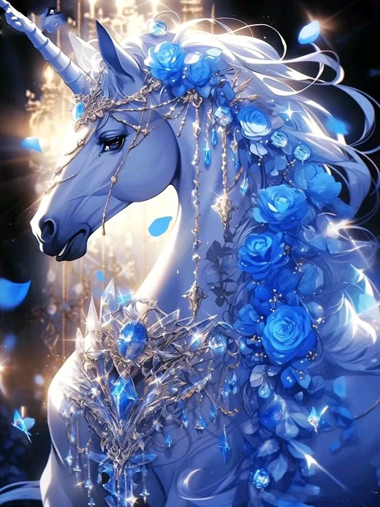 Diamond  Cross Embroidered Unicorn 5d Diy Diamond Full Round Square Jewelry Cross Stitch Embroidered Mosaic Home Decoration