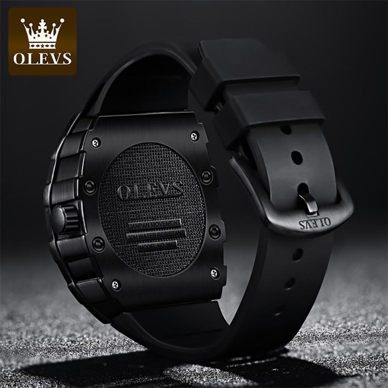 OLEVS Luxury Men Watch for Men Large Dial Rubber Strap Waterproof Luminous Fashion Mens Watches