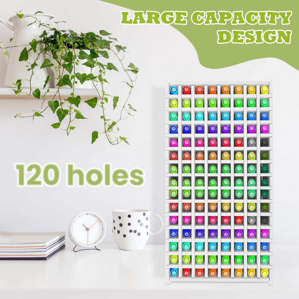 Art Marker Rack 120 Holes Paint Brush Marker Holder for Home Hobby Marker Holder Organizer Dustproof Marker Organizer Art Marker