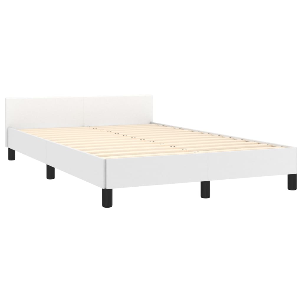 Bed Frame with Headboard White 120 X 200 Cm Faux Leather