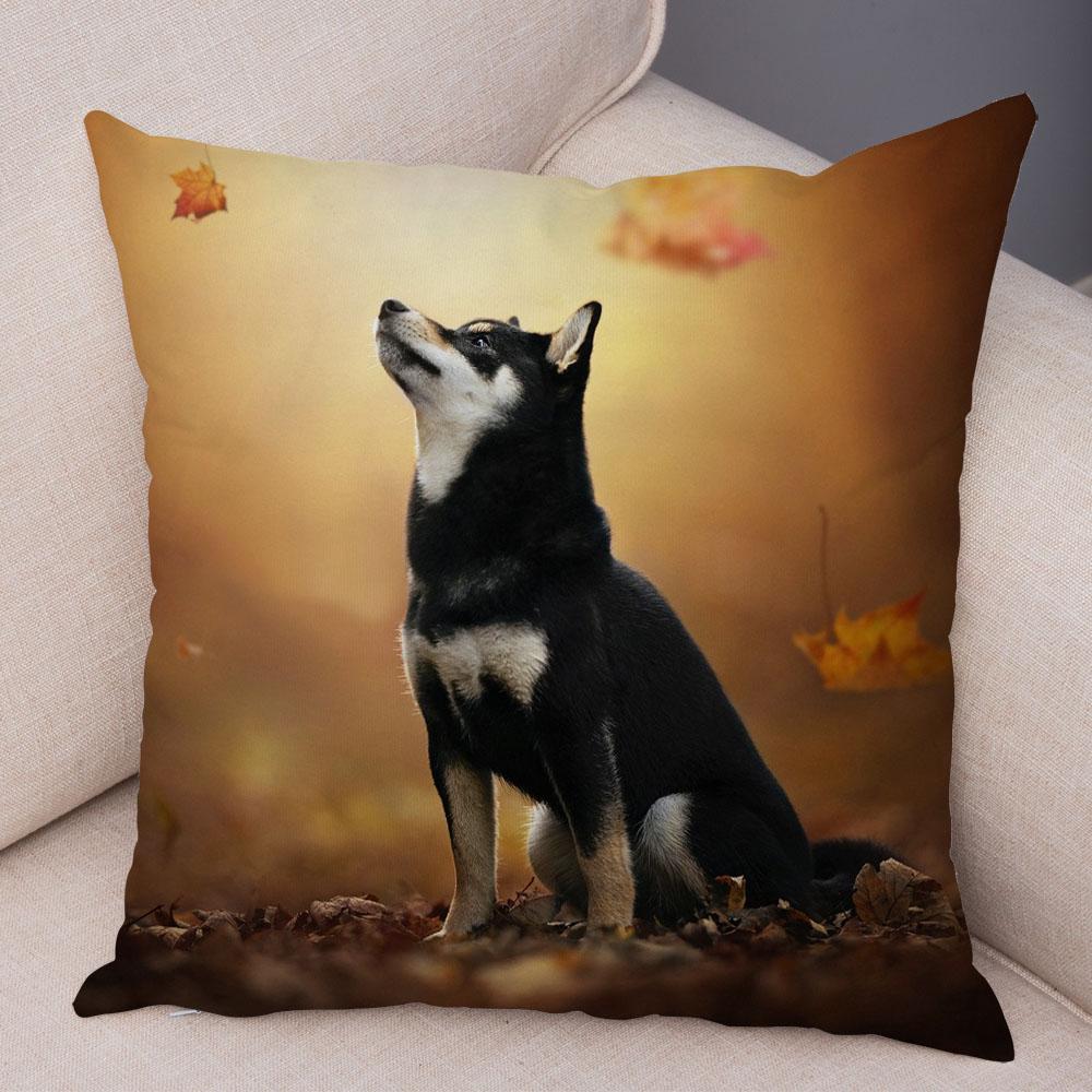 Pet Animal Sofa Cushion Cover Cute Siberian Husky Pillowcase Decorative Dog Print