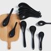 A5 Black Matte Melamine Long Handle Soup Spoon - Food Grade Porcelain Imitation for Restaurants, Hotels, and Hot Pots.