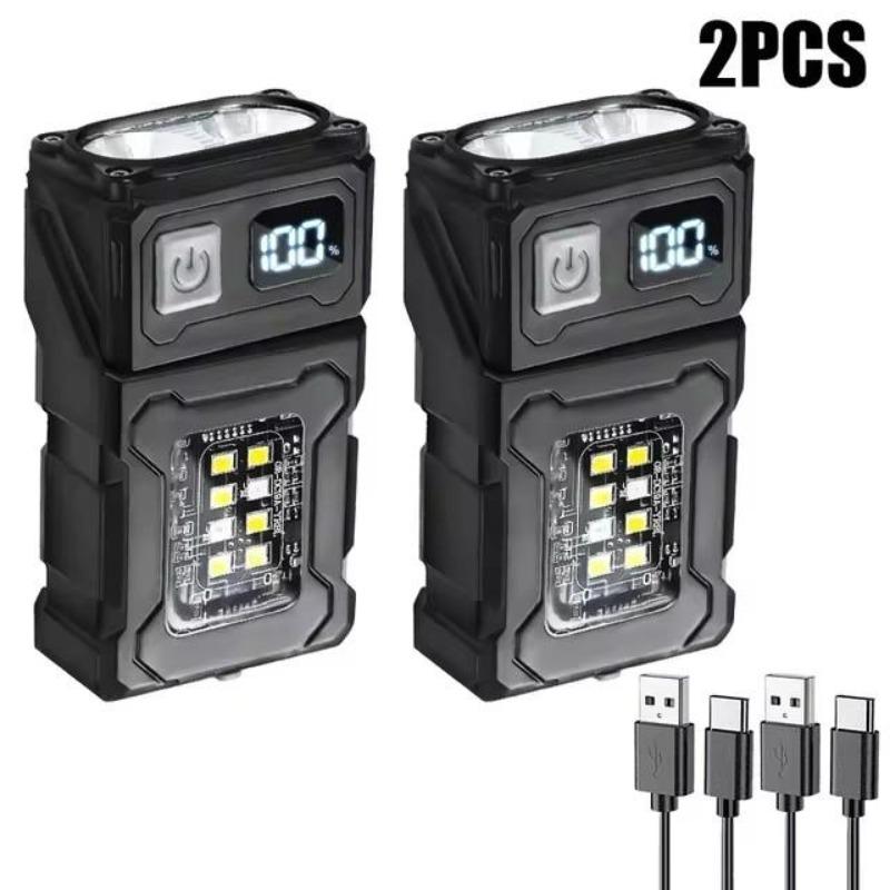 Mini Portable LED COB Flashlight Head Rotation Magnetic Torch Built-in Battery USB Rechargable Outdoor Camping Emergency Lantern