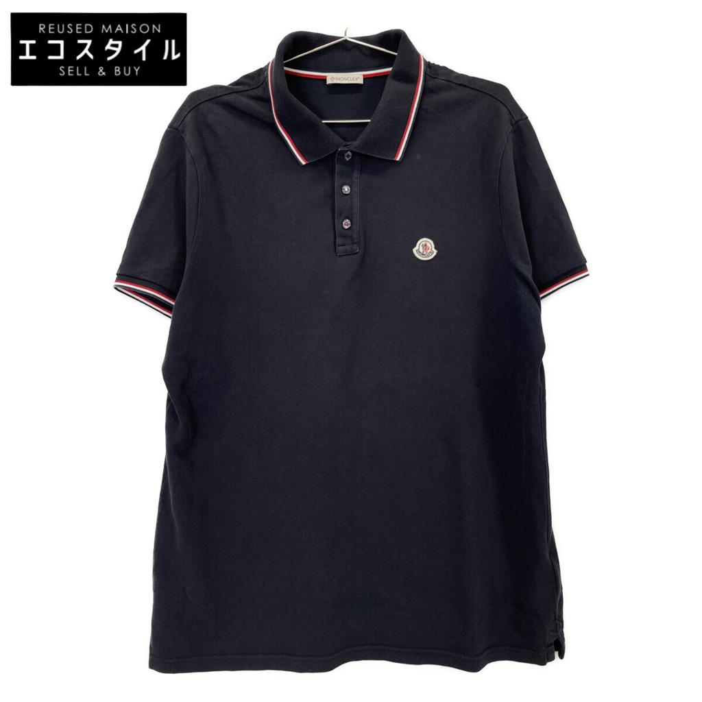 MONCLER MAGLIA POLO MANICA CORTA polo shirt tops XL NavyUsed