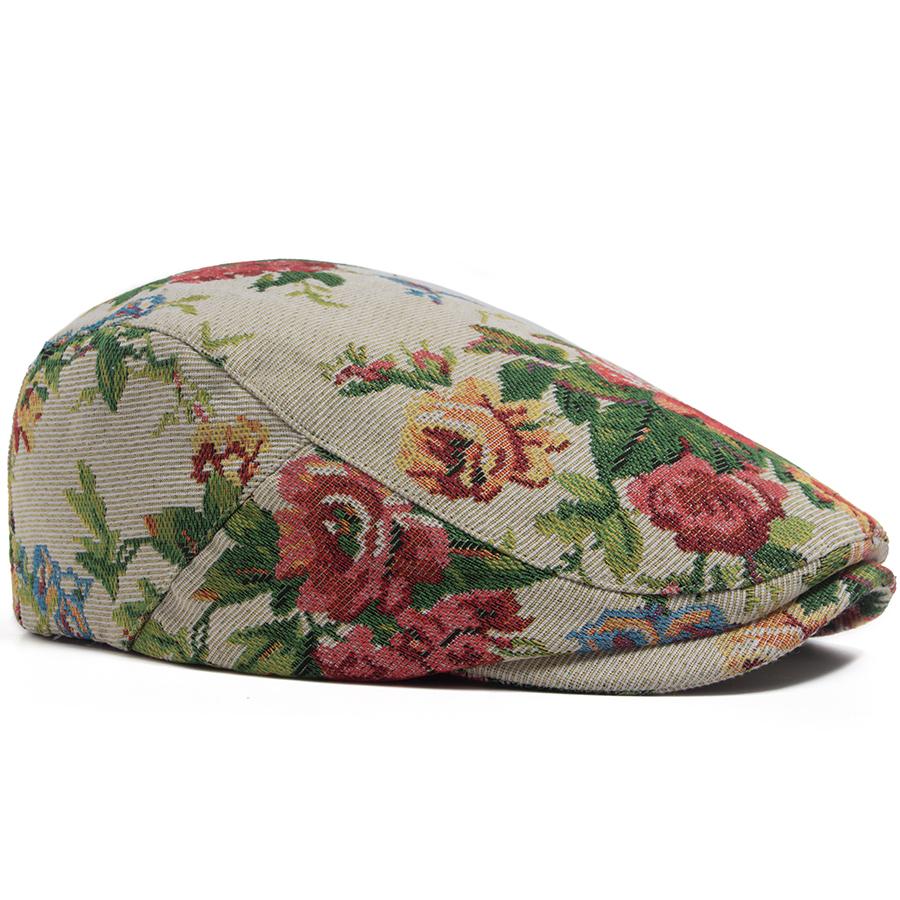 Women Bohemian Beret Fashion Print Flowers Female For Newsboy Cap Casual Vintage Men Visor Flat Hat Unisex Spring Autumn Berets