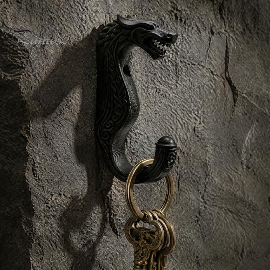 Functional Nordic Wall Art 3D Printed Viking Dragon Hook, Decorative Style Coat Hanger, Minimalist Mount Hook Durable Storage Organizer for