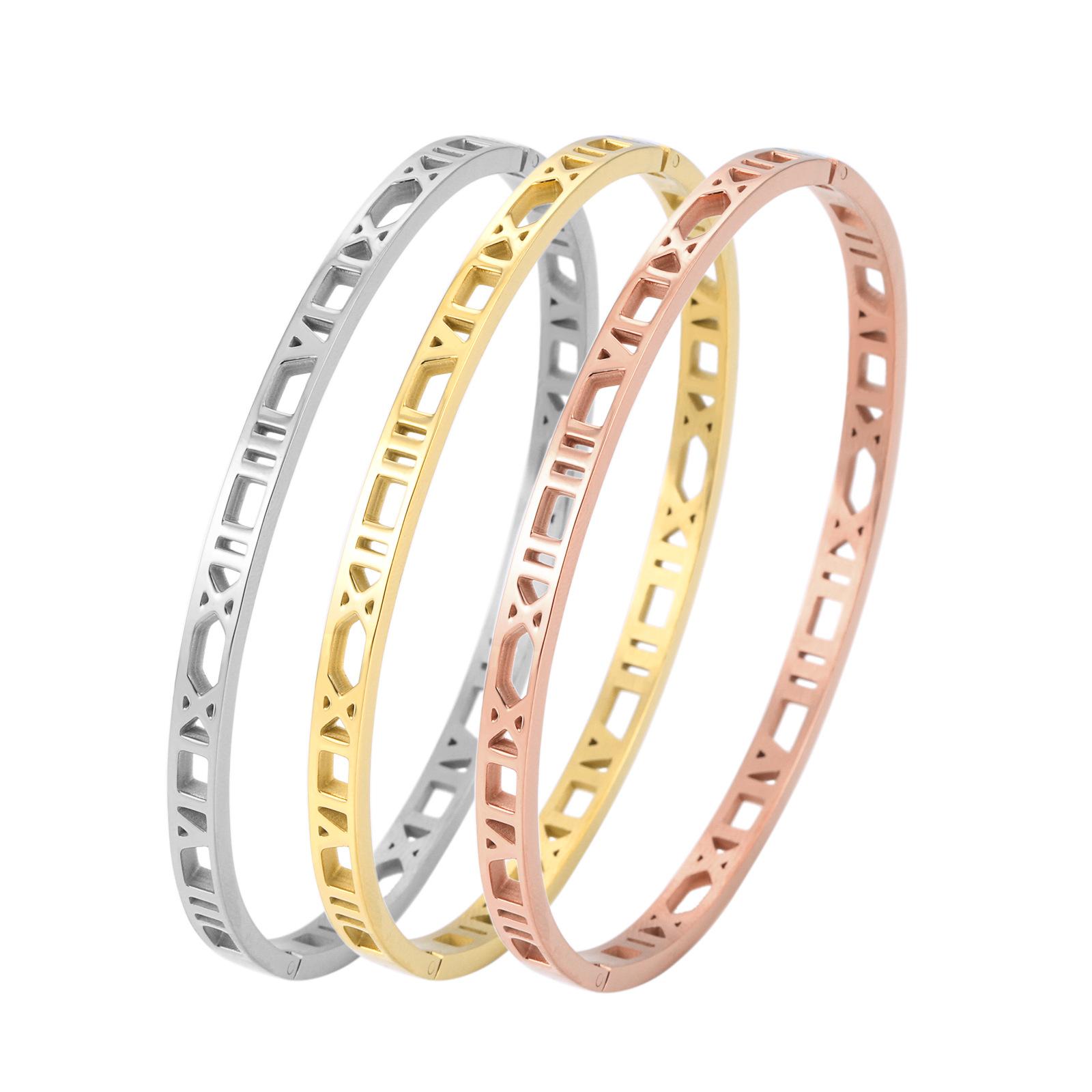 

Hollow Snap Bracelet Geometric Bracelet Roman Numeral Bracelet Women