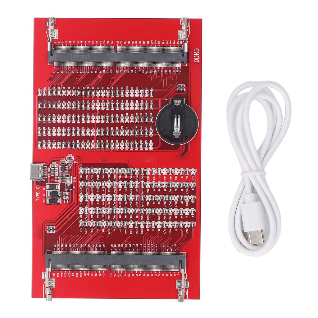 RAM Memory Tester Card DDR4 DDR5 2 in 1 Slot Diagnostic Analyzer for Laptop with LED Light Red