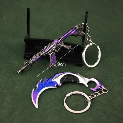 Portachiavi Valorant Arma Corpo a Corpo Reaver 2.0 Coltello Karambit Reaver Vandal Accessorio di Gioco Spada Figura in Lega Ciondolo Giocattolo per Regalo