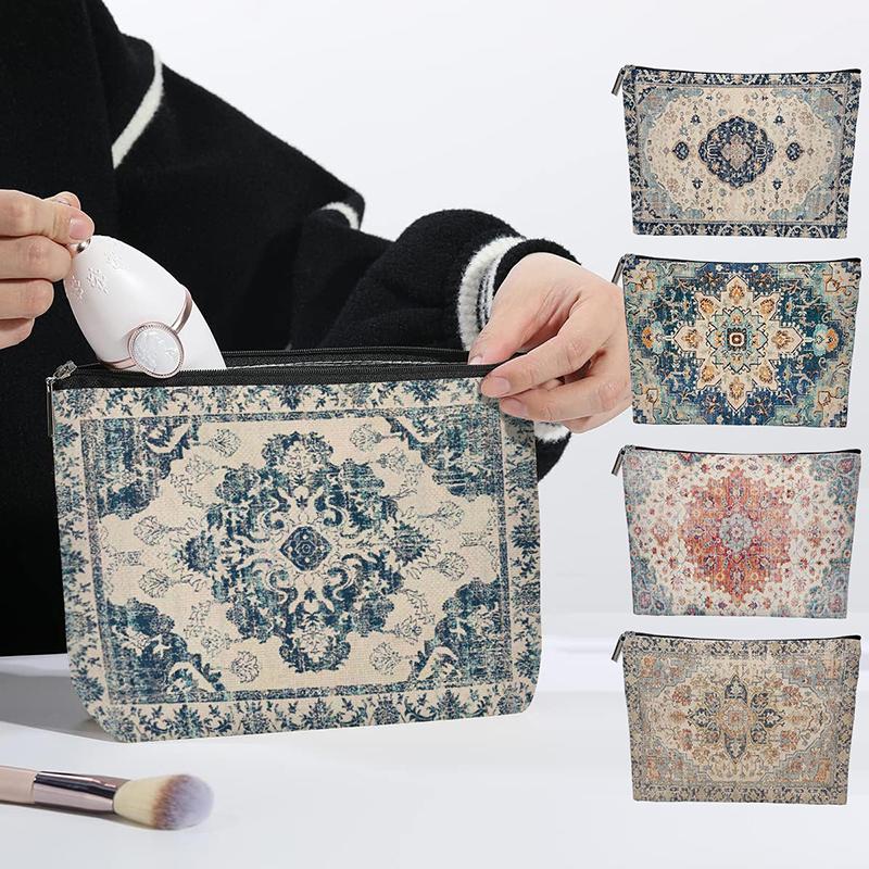Boho Ethnic Style Cosmetic Bag Portable Multifunctional Storage Bag Travel Toiletry Bag Large Capacity Makeup Pouch For Girls