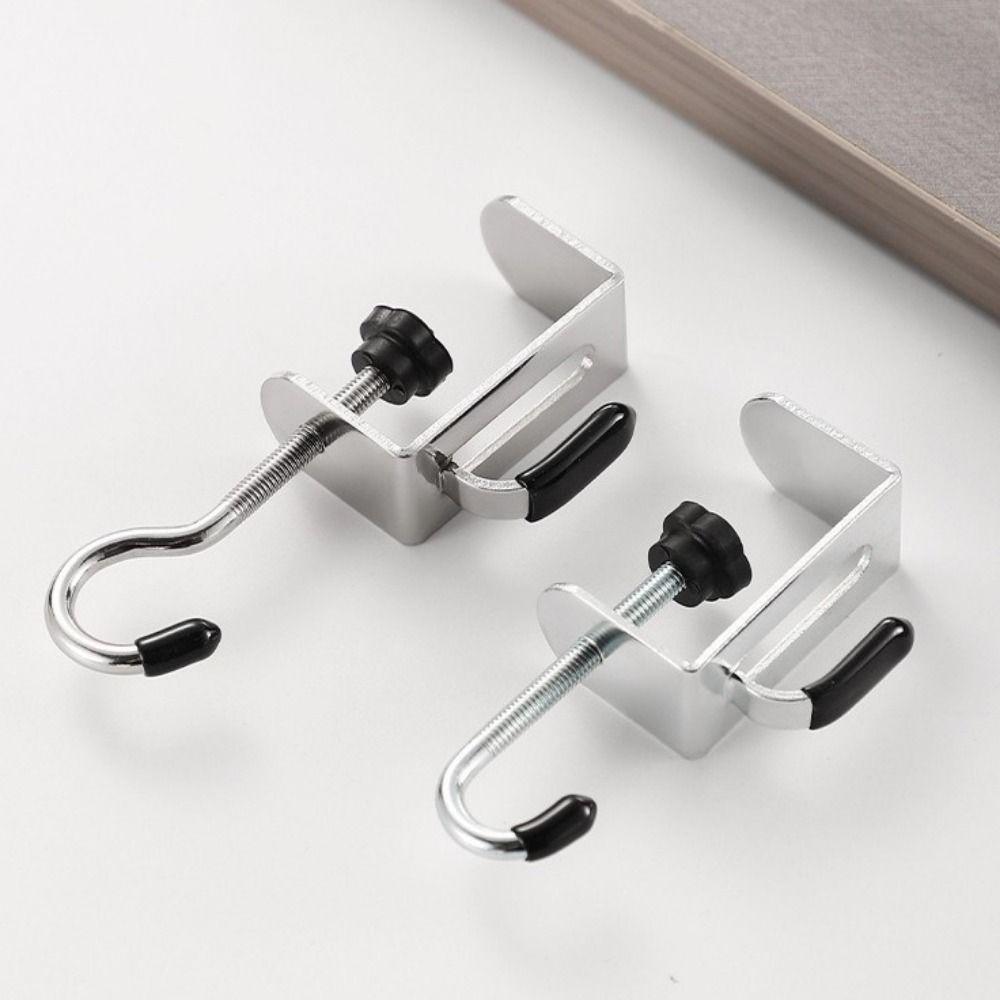 2PCS Punch-free Double Hook Backpack Hook Steel Table Side Backpack Rack  Dormitories