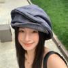 Japanese Octagonal Cap Cloth Pleated Painter Hat Fashion Denim Beret  Women