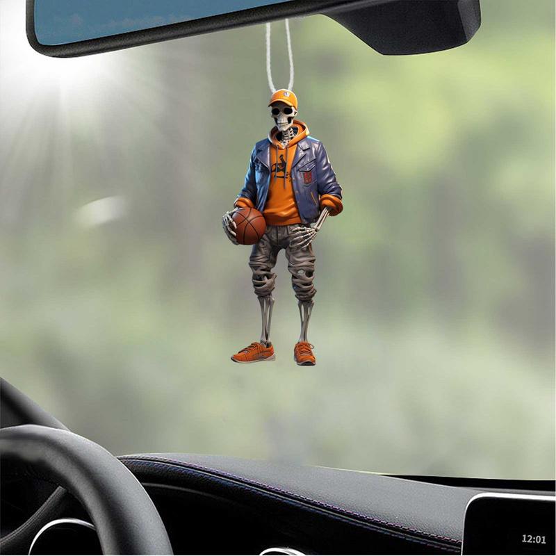 3D Skeleton Dangle Ornament Eerie Skull Skeleton Decor Pendant For Car Car Interior Accessories For Living Room Bedroom Car