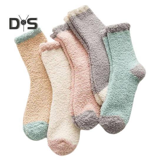 

5 пар зимних носков из толстой микрофибры, разноцветные, средней длины, размер 6-10, противоскользящие, высокоэластичные, сохраняющие тепло, пушистые носки для сна разноцветный