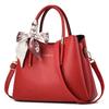 Simple Solid Color Women's Handbag Texture All-in-e Travel Single Shoulder Crossbody Bag Elegant Bow Silk Scarf Decorati