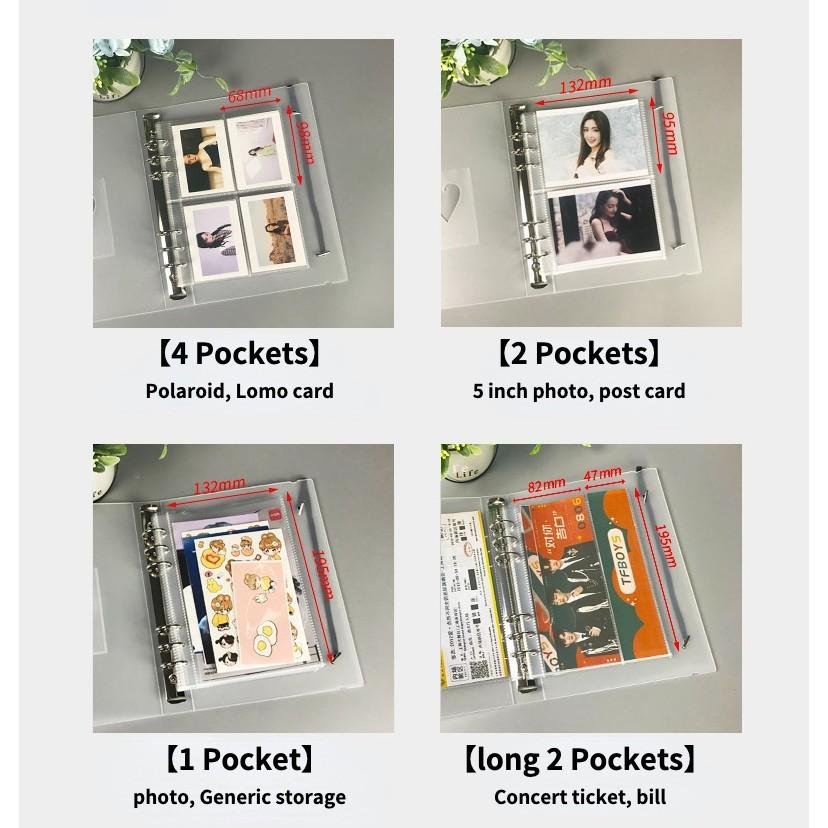 Standard A5 Sleeves 10pcs Universal Transparent Photo Album Sleeves Refill 6holes Loose Leaf Inner Sleeves idol Photocards