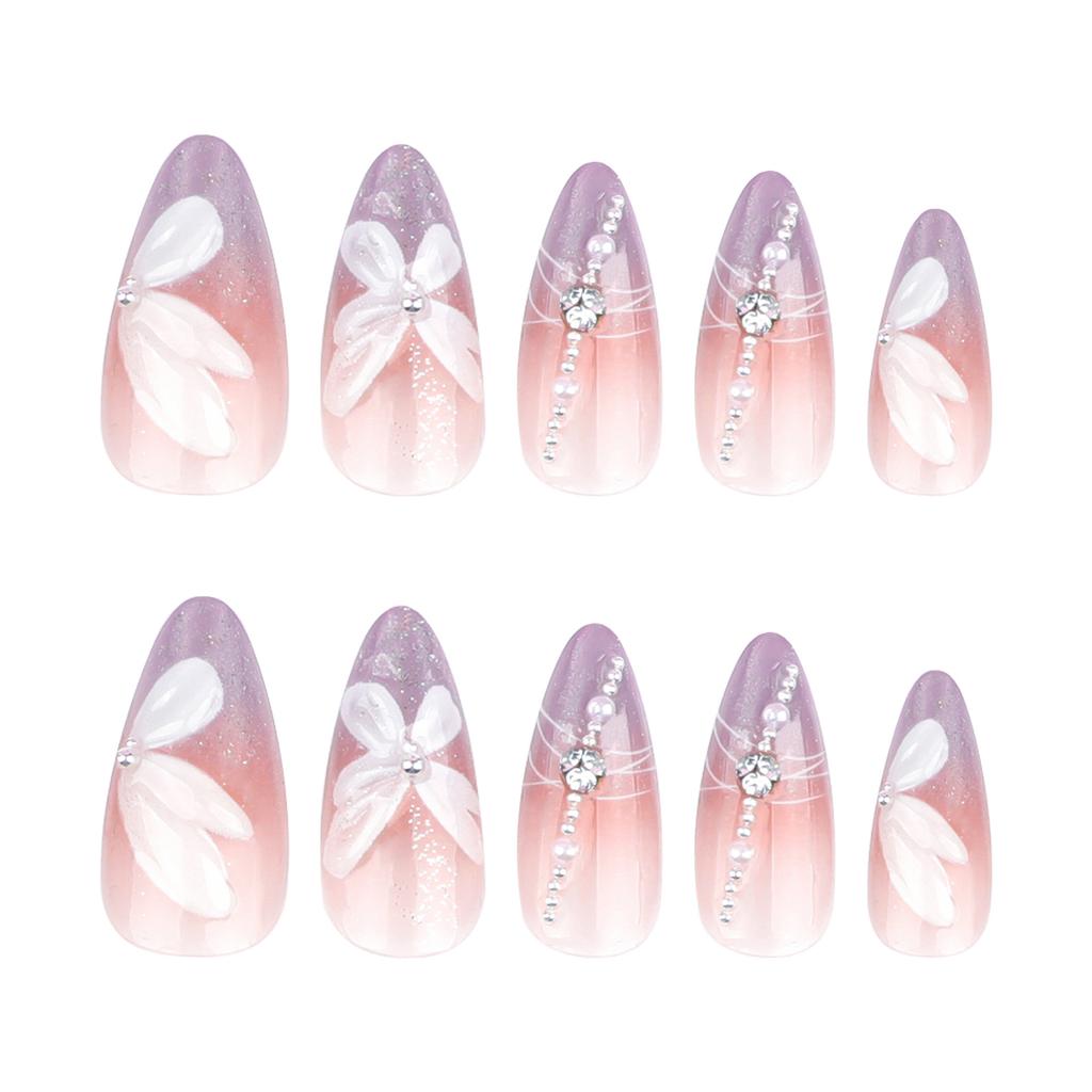Glossy Gradients False Nails with Flash Cat Eyes Prevailing Natural Look Press-On Nail Sets for Daily and Parties Wearing
