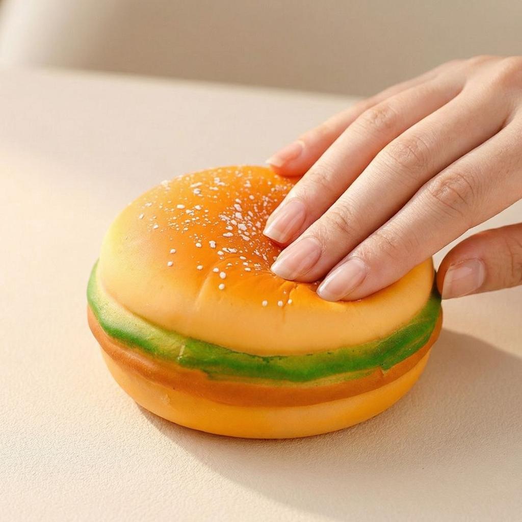 Simulated Burger Creative Stress Relief Toy Soft Rubber Squeezing  Fun