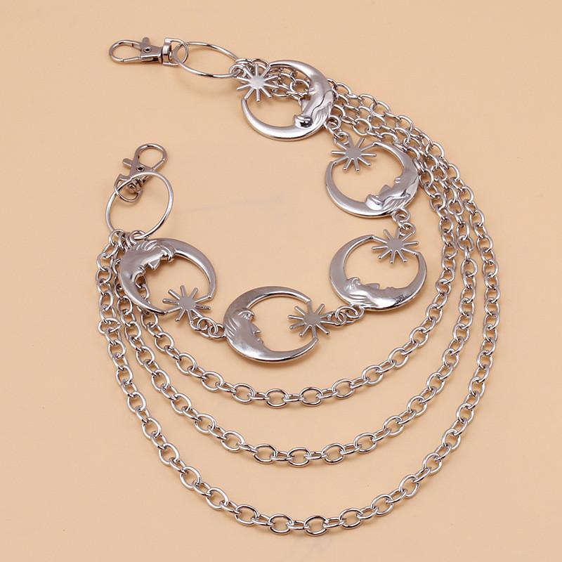 Moon Phase Metal Body Chain For Women Men With Multi Layer Punk Style Waist Accessory