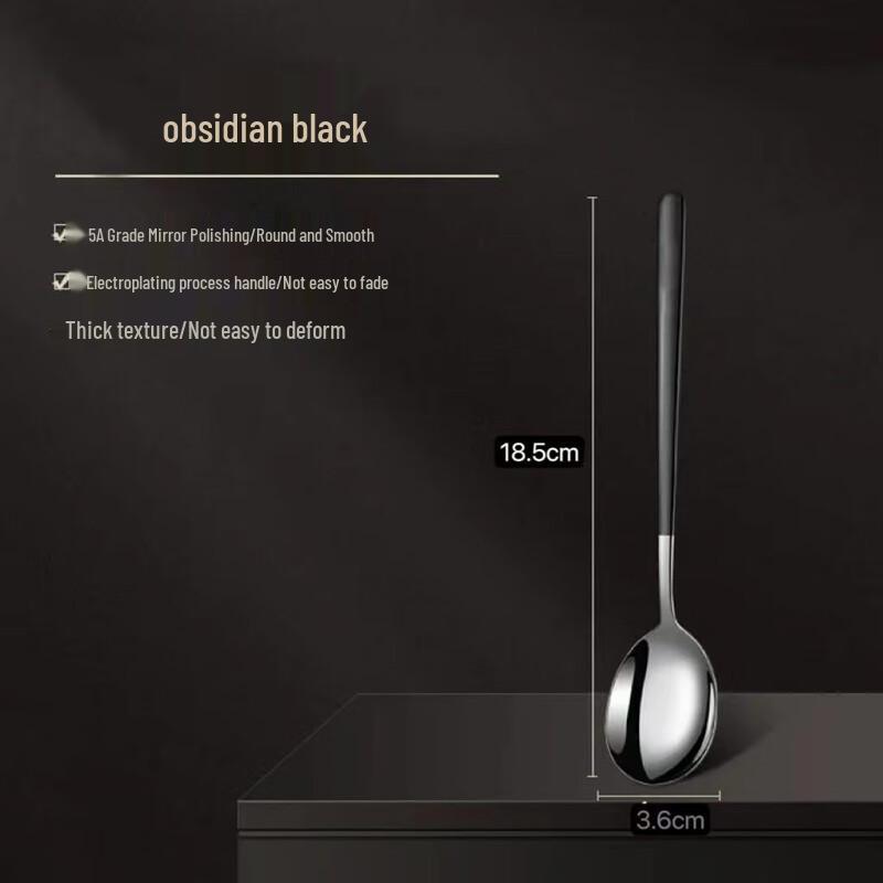 Obsidian Black Thickened Korean Stainless Steel Spoon