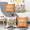 Colorful Floral Home Blessing Pillow CoversLiving room sofa cushion cover, soft and comfortable, bedroom room decoration