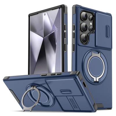 Carcasa de telefon Armor Ring Holder pentru Samsung S25ultra-Hard Shell Lentila rezistenta la socuri Fereastra glisanta Carcasa magnetica pentru Samsung S25/S24/S23/S22/Ultra/Plus