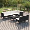 Día y Noche - Día y Noche Set de muebles de jardín 8 pzas y cojines ratán sintético negro