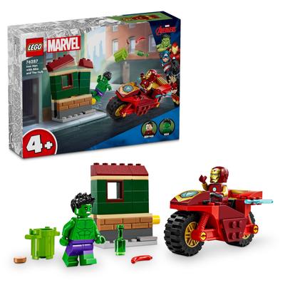 LEGO Σούπερ Ήρωες Iron Man και Hulk σε μια μοτοσικλέτα Παιχνίδι Δώρο Γενεθλίων Εκπαιδευτικό Χριστουγεννιάτικο Μπλοκ Αγόρια Κορίτσια Παιδιά 4 Ετών 5 Ετών 6