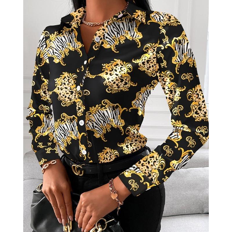 

BITCED Women s Fashion Casual Long Sleeve POLO Neck Blouses & Shirts Unique design XXL