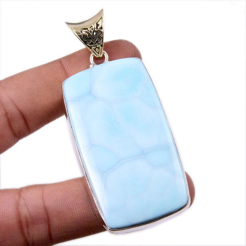 

Подвеска из стерлингового серебра 925 пробы с драгоценным камнем Natural Republic Larimar 3 дюйма b7J17