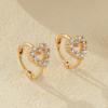 Shiny Heart Stud Earrings Sparkling Ear Buckle Luxury Rhinestone Hoop Earrings  Female