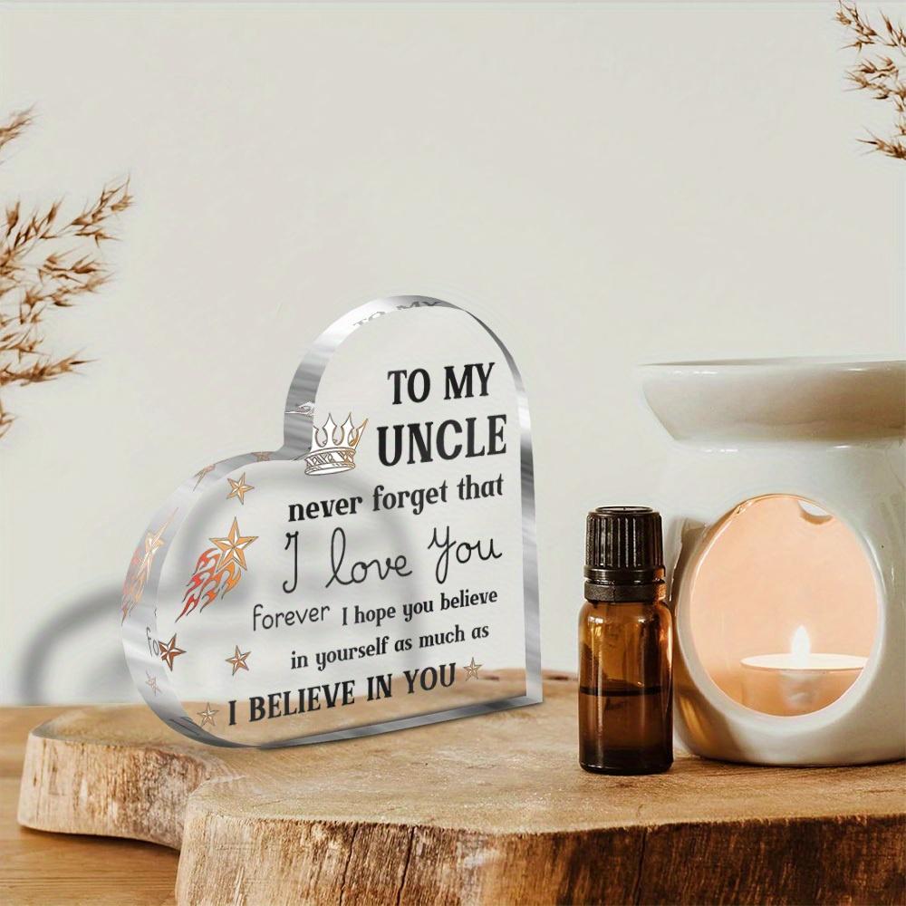 Heart-Shaped Decorative Ornament - "To My Uncle" Engraved, Modern Style, Tabletop Mounting, Multipurpose Use, Ideal for Father'S Day & Christmas Gift