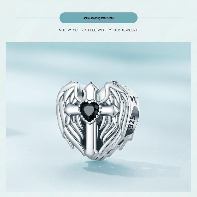 Aifle 925 Silver Faith & Love Cross Guarding Beads DIY Jewelry Accessories