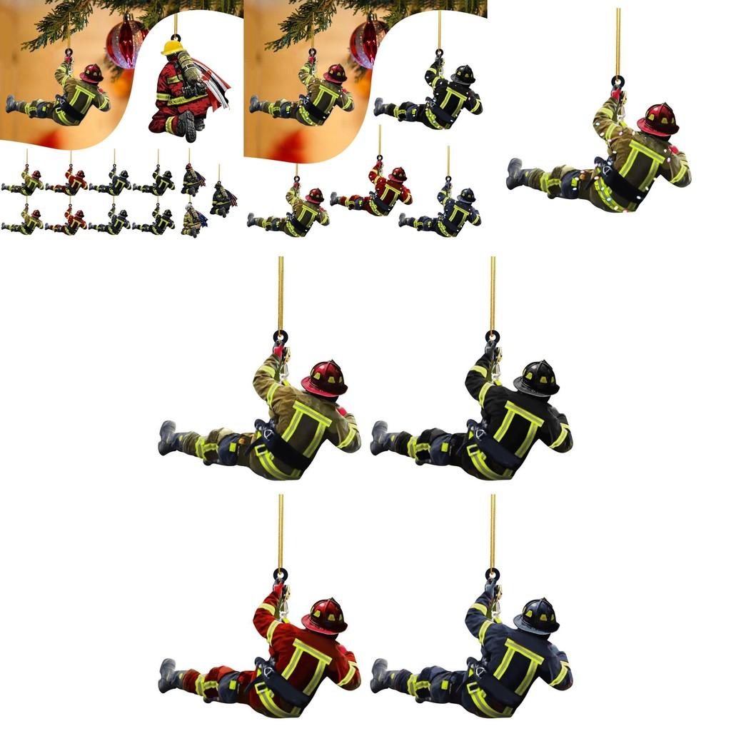 Christmas Acrylic Charming Firefighter Decoration For Tree And Colorful Car Accessory