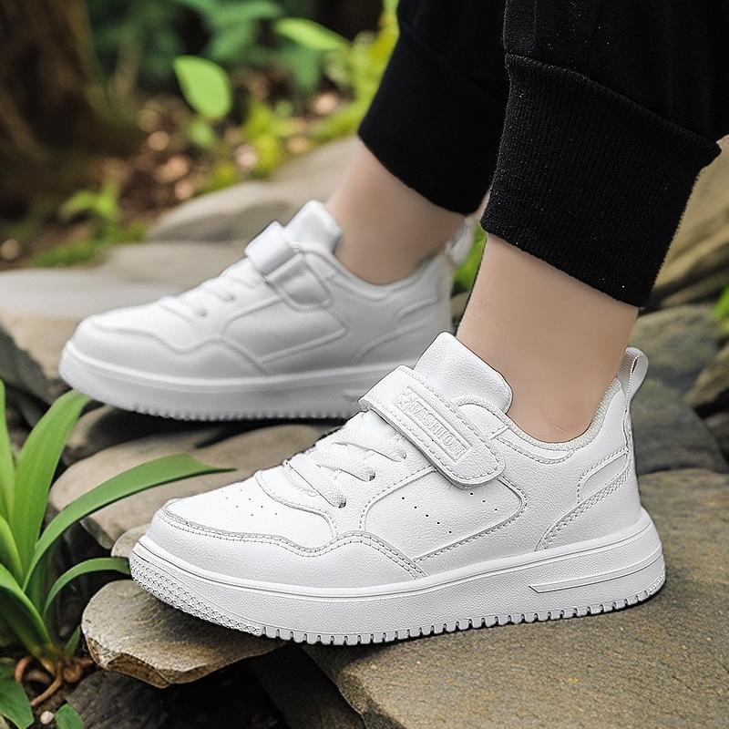Free Shipping, Little White Shoes, School White Shoes, Children's Sports Shoes, Boys' Leather Waterproof Primary School Board Shoes, Girls' Casual Sho