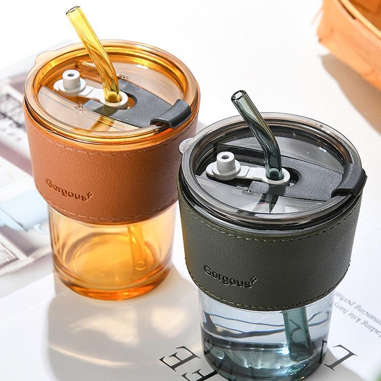 Perfect Day Coffee Mug With Cover Double Wall Glass Cups mugs coffee Silicone Straw mug souvenir personalized
