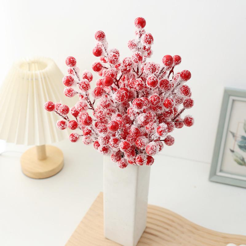 10pcs/Bundle Simulation With Frost Berry Red Rich Fruit Christmas Decoration Flower Arrangement Home Dining Table Windowsill
